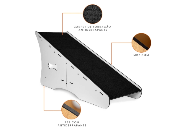 Rampa Para Cães Subir Sofá Cama 50 cm altura cor branco - Image 3