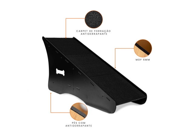 Rampa Para Cães Subir Sofá Cama 50 cm altura cor preto - Image 6
