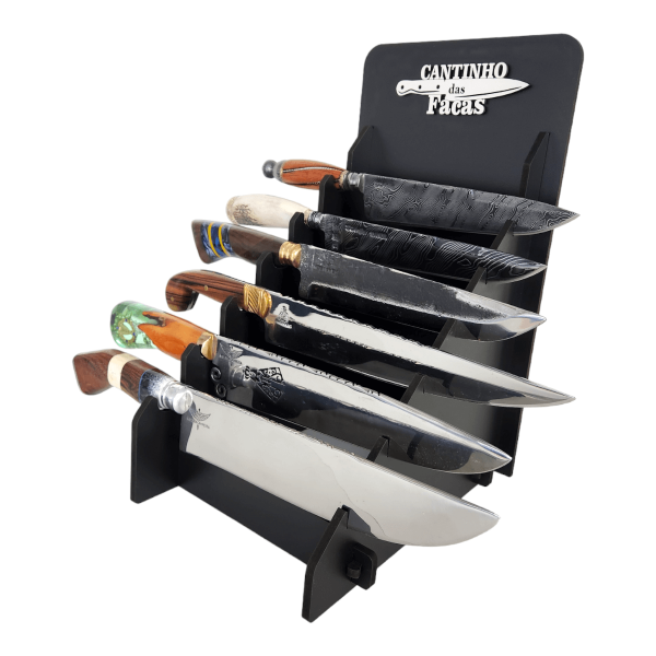 Expositor Suporte Mesa Para Facas De 6 Facas cor Preto