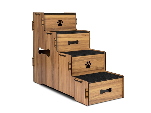 Escada Pet Mdf Com 4 Degraus 70cm Altura cor Madeira - Image 3