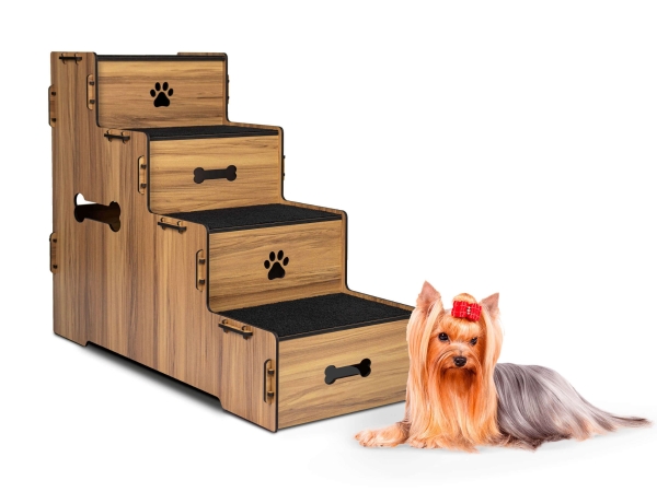 Escada Pet Mdf Com 4 Degraus 70cm Altura cor Madeira - Image 4