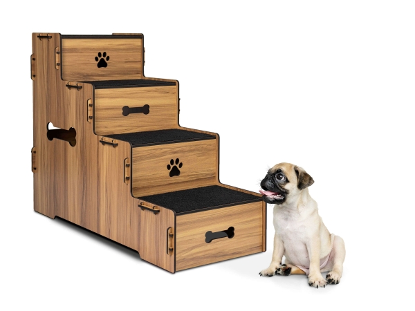 Escada Pet Mdf Com 4 Degraus 70cm Altura cor Madeira - Image 2