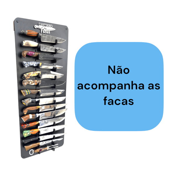 Expositor Fixação Na Parede Para 15 Facas Em Madeira Mdf Preto - Image 6