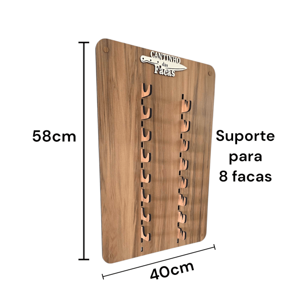 Expositor Fixação Na Parede Para 8 Facas cor Madeira Mdf - Image 6