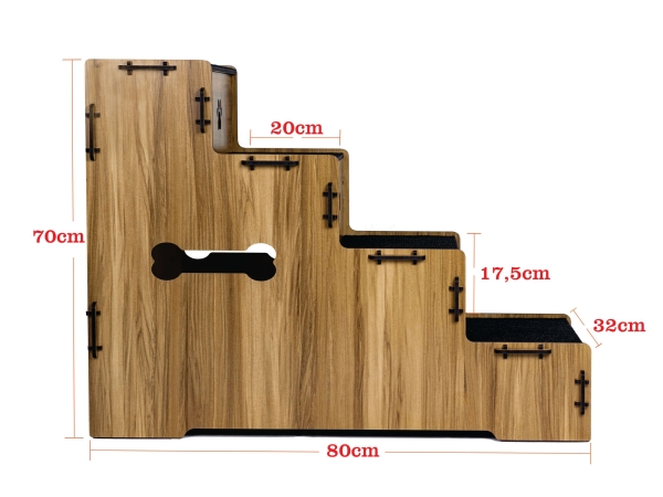 Escada Pet Mdf Com 4 Degraus 70cm Altura cor Madeira - Image 7
